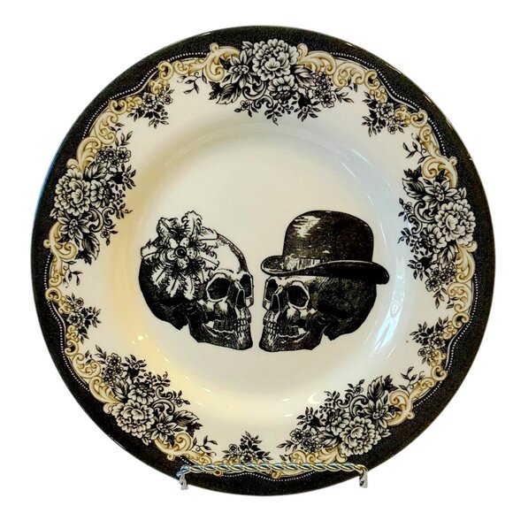 NEW Royal Stafford Party King Skulls Gothic Ceramic Serving, Salad Plate-ENGLAND - Picture 1 of 12